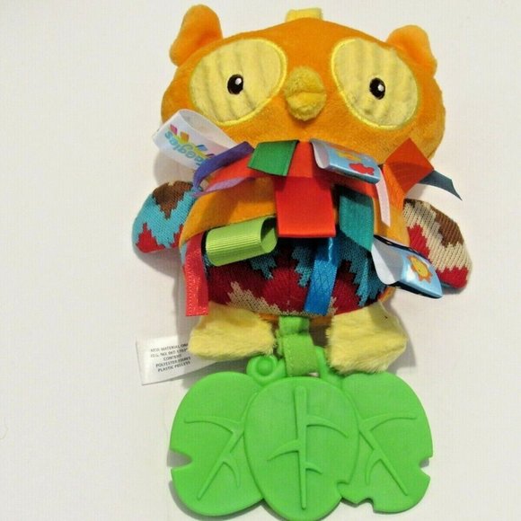 TaGgies Owl Plush Orange Yellow Baby Rattle Cuddly Minky Baby Toy Unisex 8” NWOT - Picture 1 of 7
